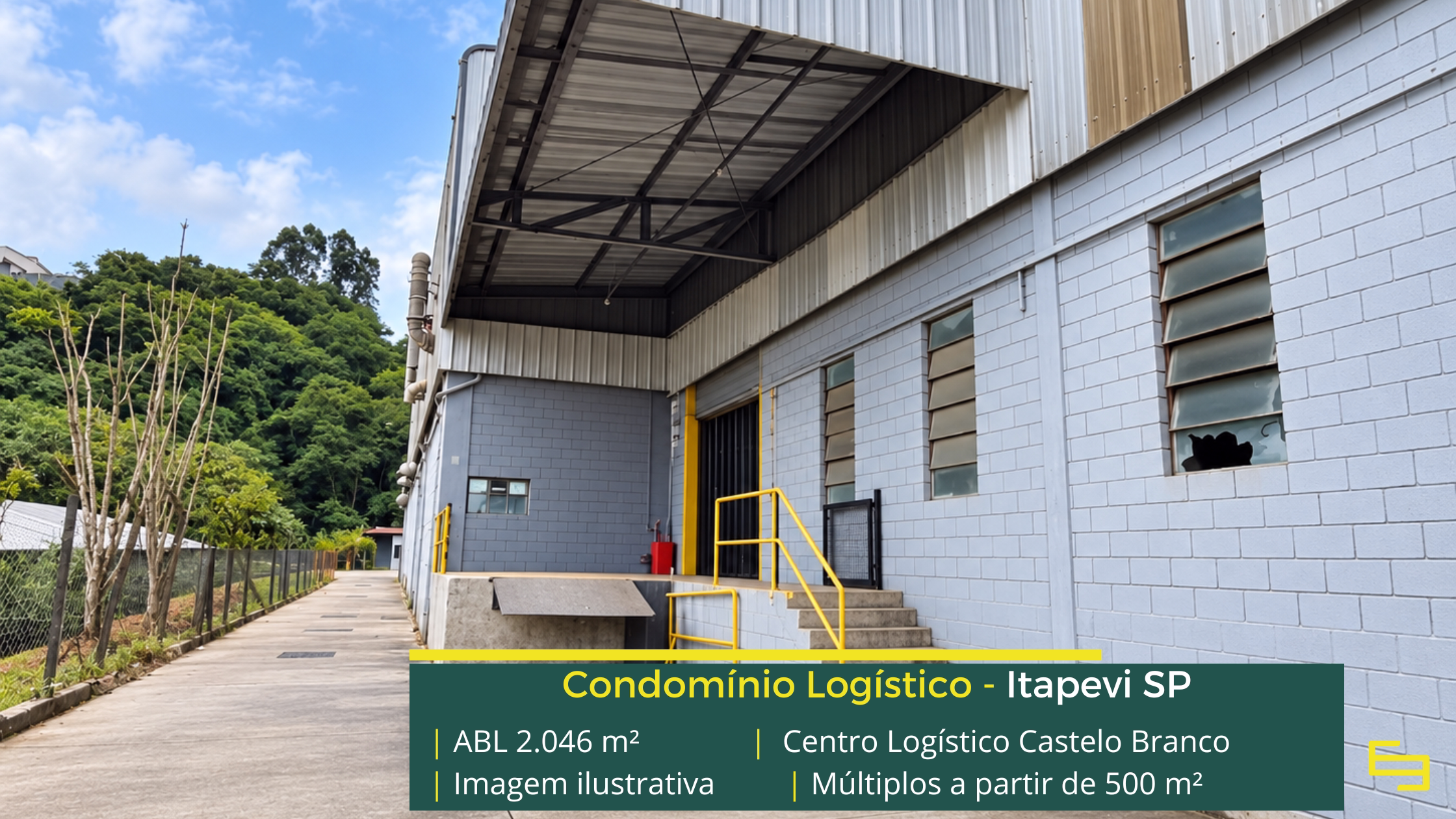 Centro Logístico Castelo Branco: galpão em Itapevi SP com módulos a partir de 500 m², 4 docas, pé-direito de 10 m e piso para 5 t/m².