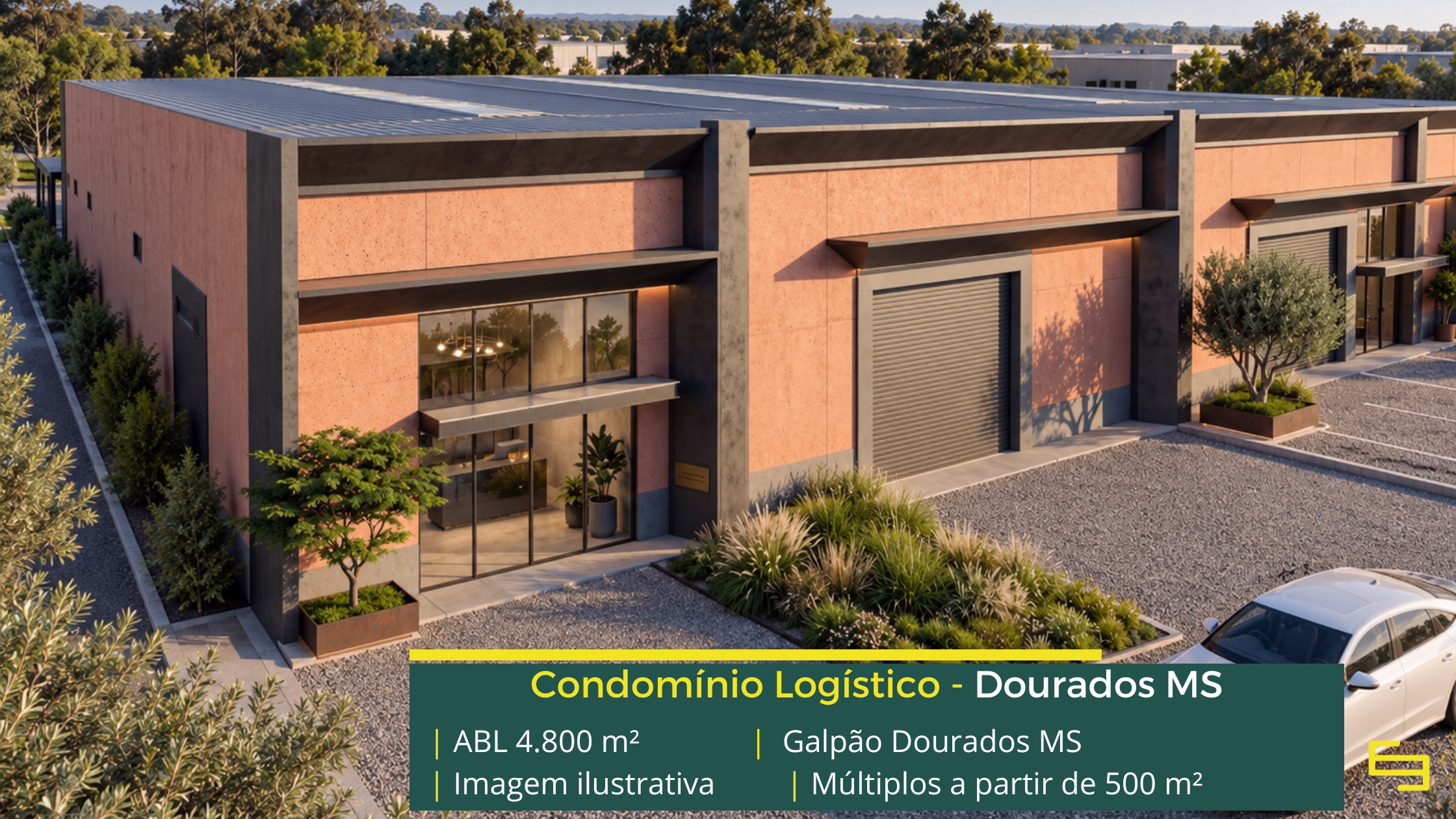 Galpão em Dourados MS com módulos a partir de 500 m², piso de 5 t/m², docas e acesso à BR-163. Conheça o empreendimento.