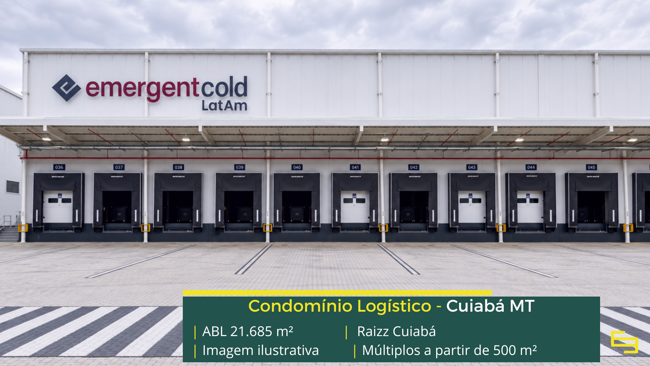Galpão refrigerado em Cuiabá: conheça o Raizz Cuiabá, com 21.685 m² de ABL, piso para 6 t/m², docas e estrutura de apoio.
