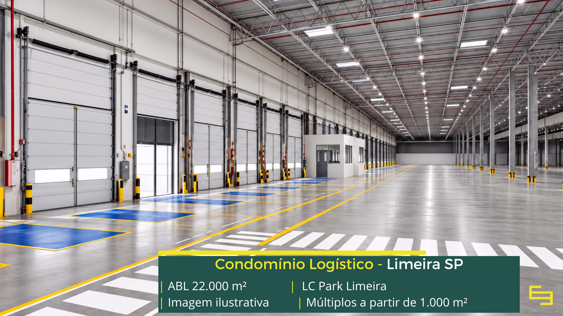 LC Park Limeira: galpão em Limeira SP com módulos a partir de 1.000 m², pé-direito de 15 m, piso para 6 t/m² e padrão AAA.