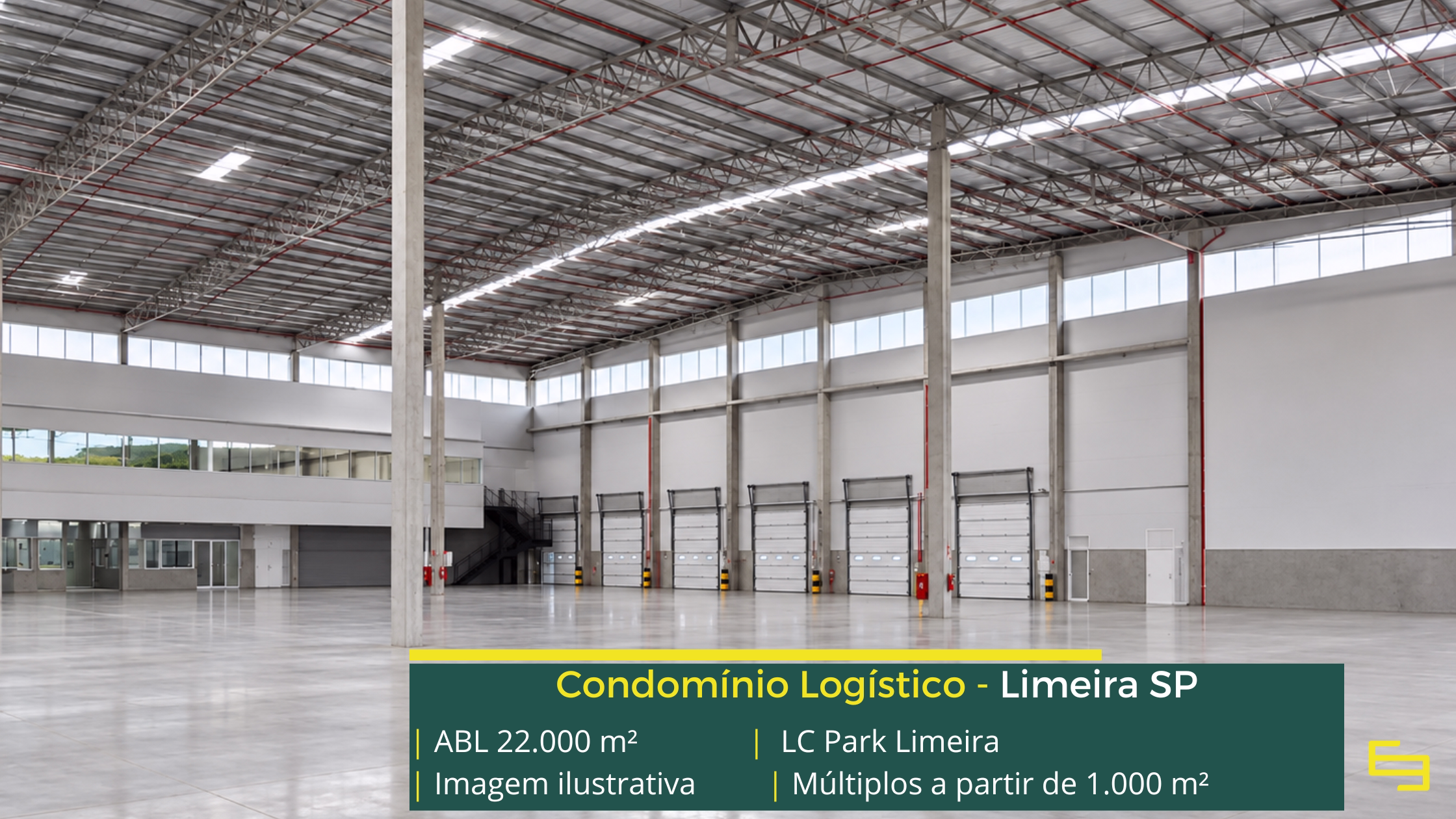 LC Park Limeira: galpão em Limeira SP com módulos a partir de 1.000 m², pé-direito de 15 m, piso para 6 t/m² e padrão AAA.