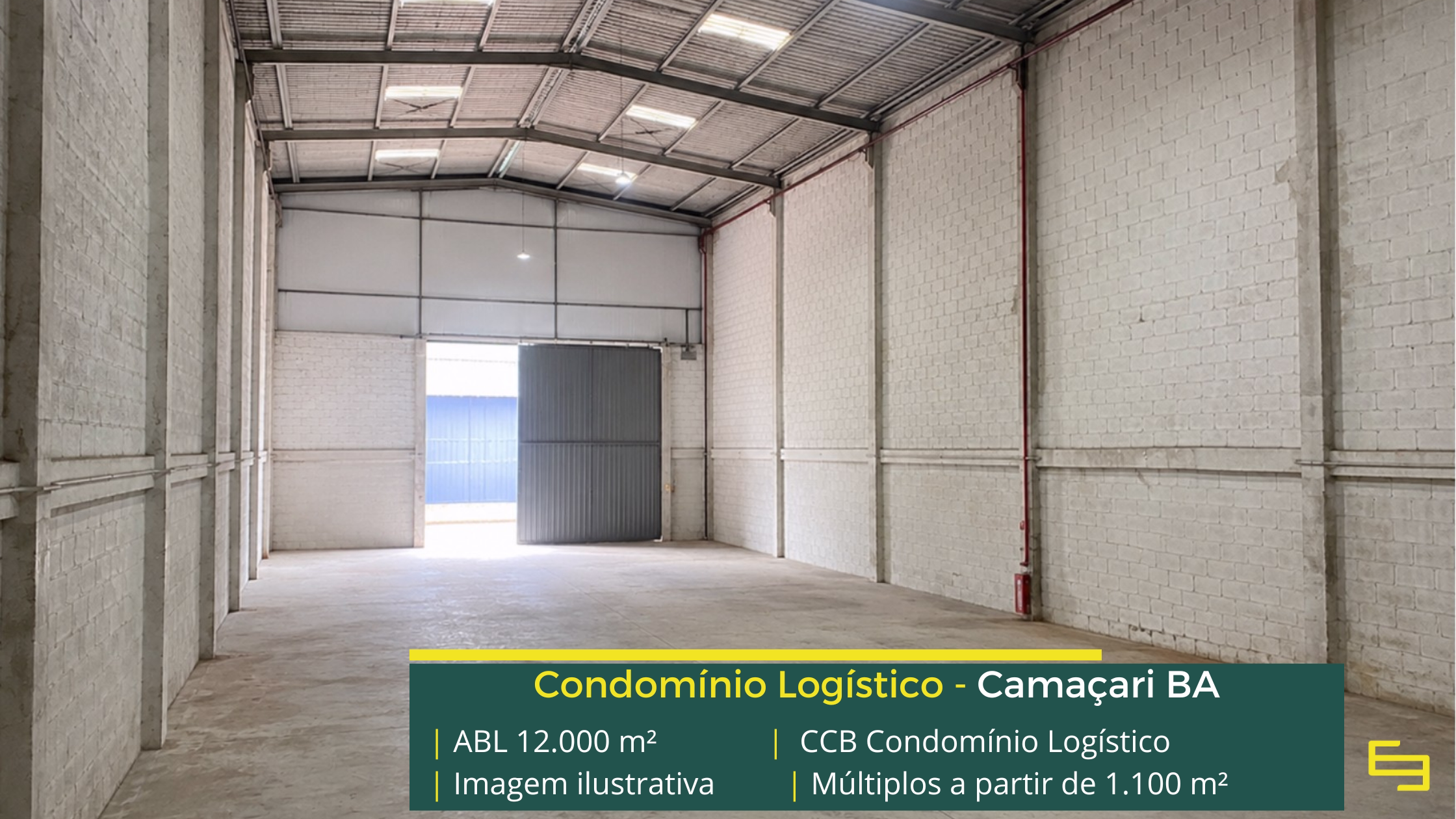 CCB Condomínio Logístico: galpão logístico em Camaçari BA com módulos de aproximadamente 1.100 m², piso para 5 t/m², docas e amplo pátio.