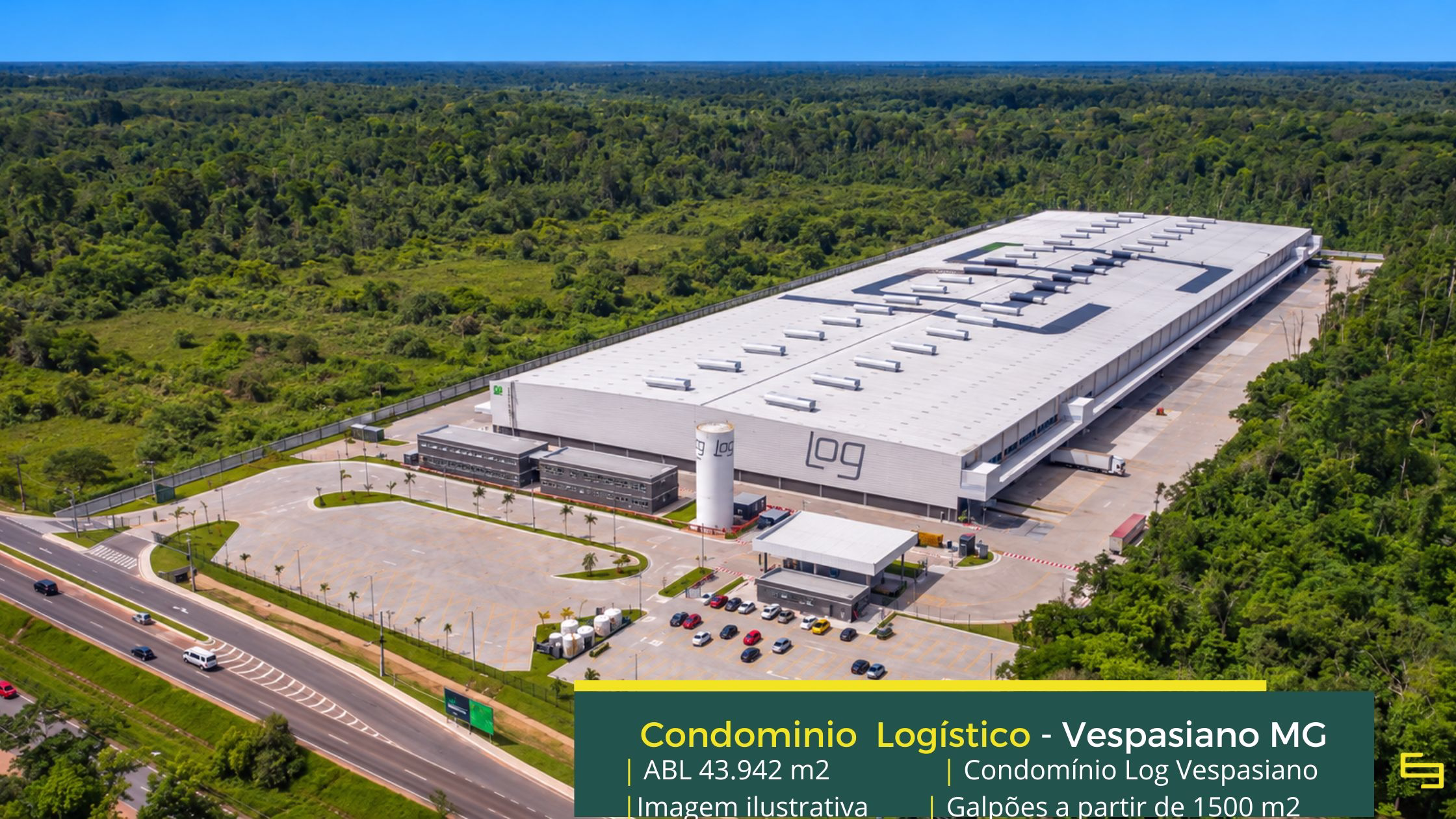 Galpão para alugar em Confins MG - LOG Vespasiano. Galpões/Armazens/Condomínios logísticos e industriais para alugar com docas e amplo pátio.