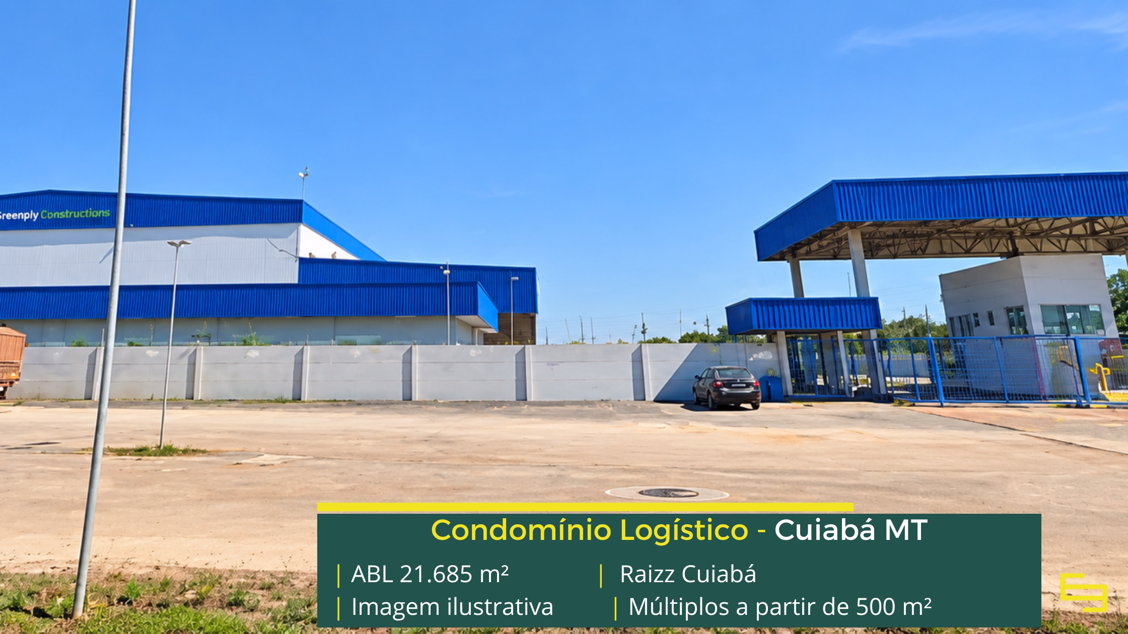 Galpão refrigerado em Cuiabá: conheça o Raizz Cuiabá, com 21.685 m² de ABL, piso para 6 t/m², docas e estrutura de apoio.